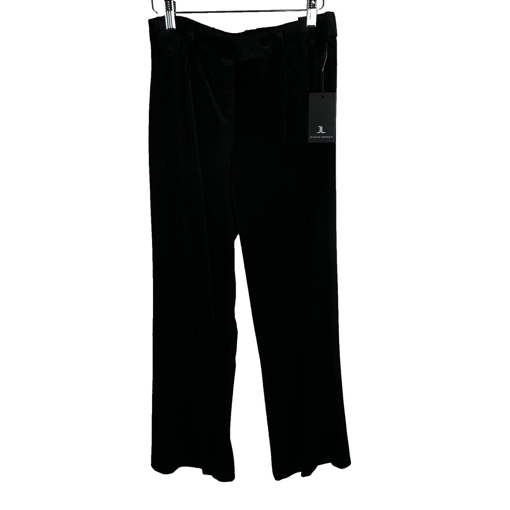 Jules & Leopold Womens Velvet Pull-On Wide Leg Pants Black Size XS Trendy Lounge
